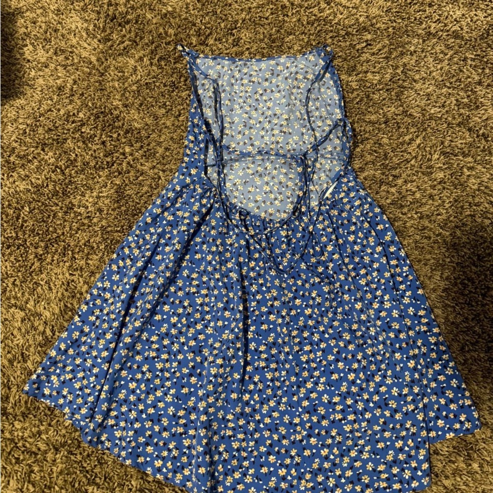 Blue Floral Sleeveless Dress